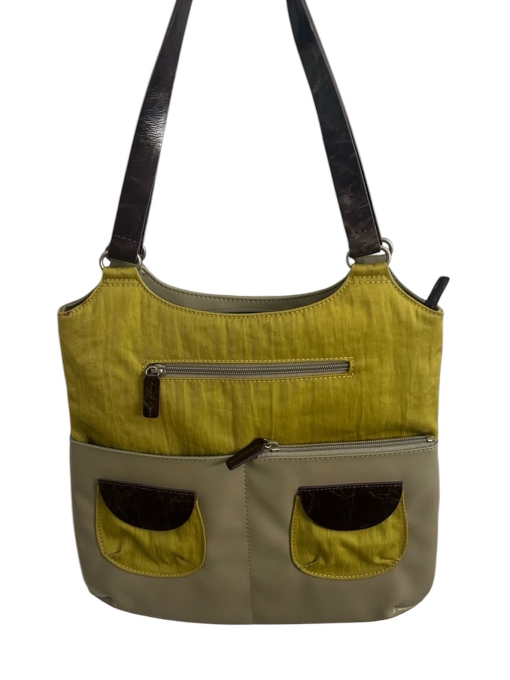 NWT Highway Two-Tone Green and Gray Shoulder Bag Zip Closures Summer Bag